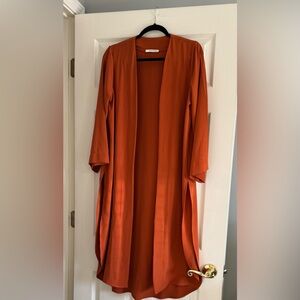 Rust Orange Open Front Cardigan